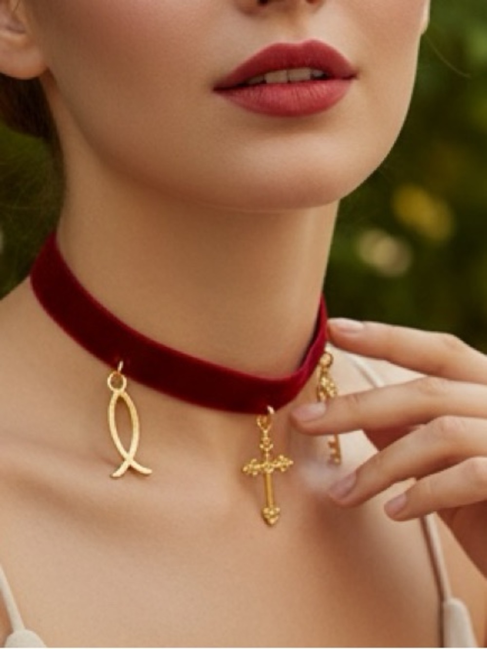 π¨saleπ¨Charm choker necklace cross key fish
